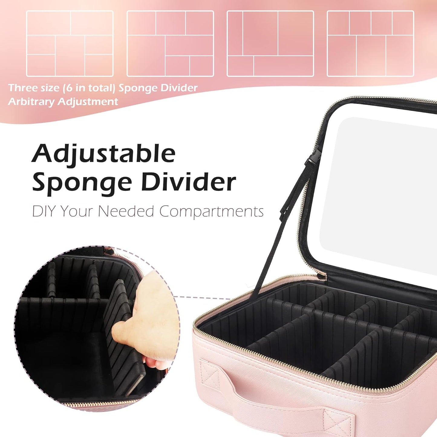 Travel Makeup Bag with Lighted Mirror