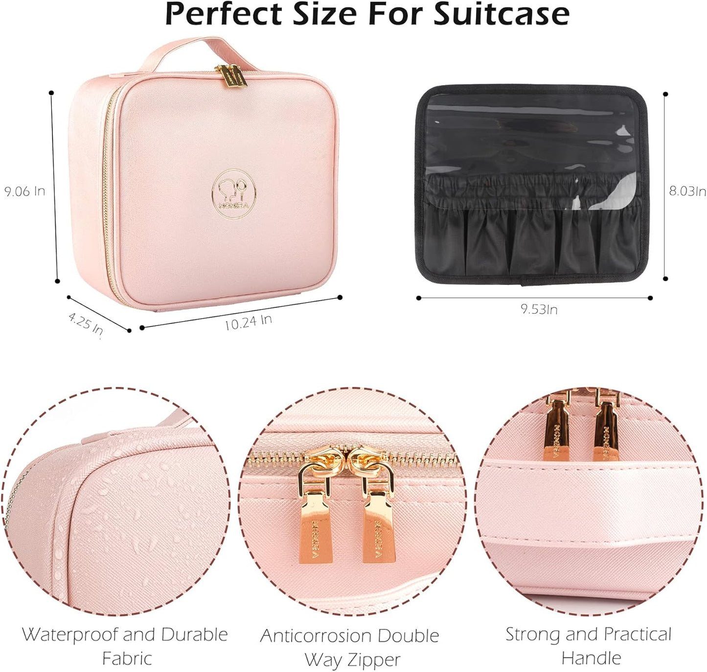 Travel Makeup Bag with Lighted Mirror