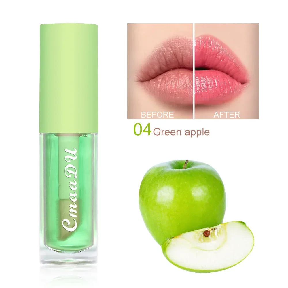 Color Changing Jelly Lip Oil Strawberry Cherry Fruity Lip Gloss Natural Lasting Moisturizing Reduce Lip Lines Plumping Lips Care