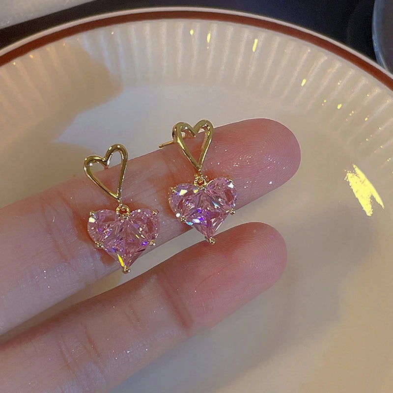 Pink Love Zircon Earrings