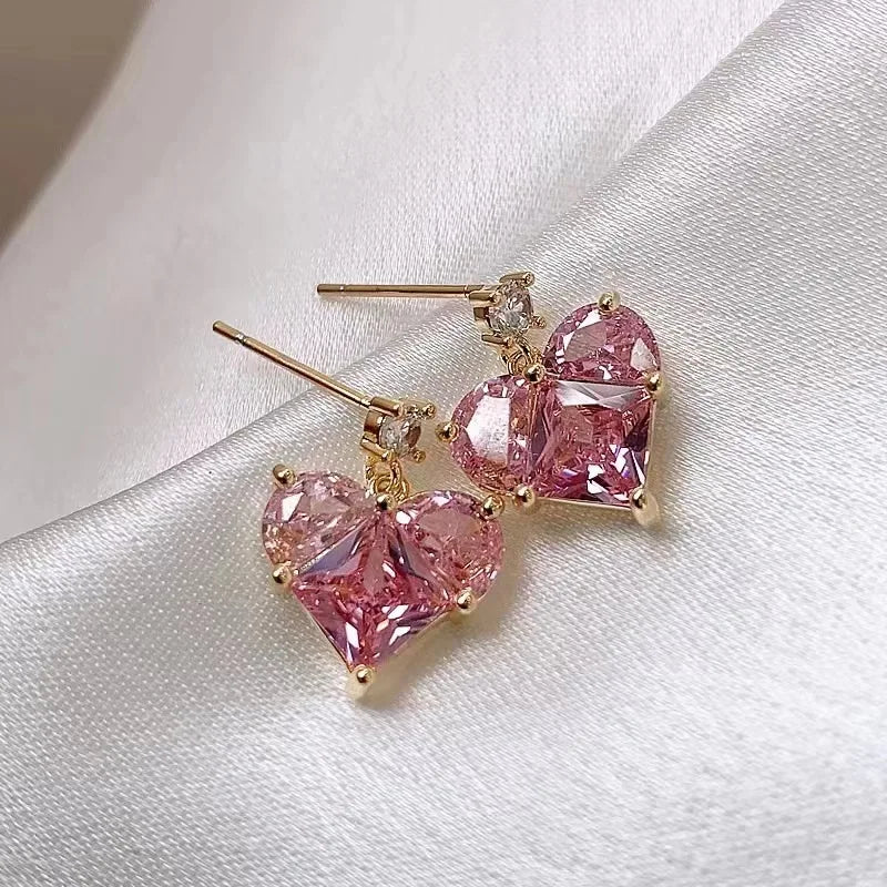 Pink Love Zircon Earrings
