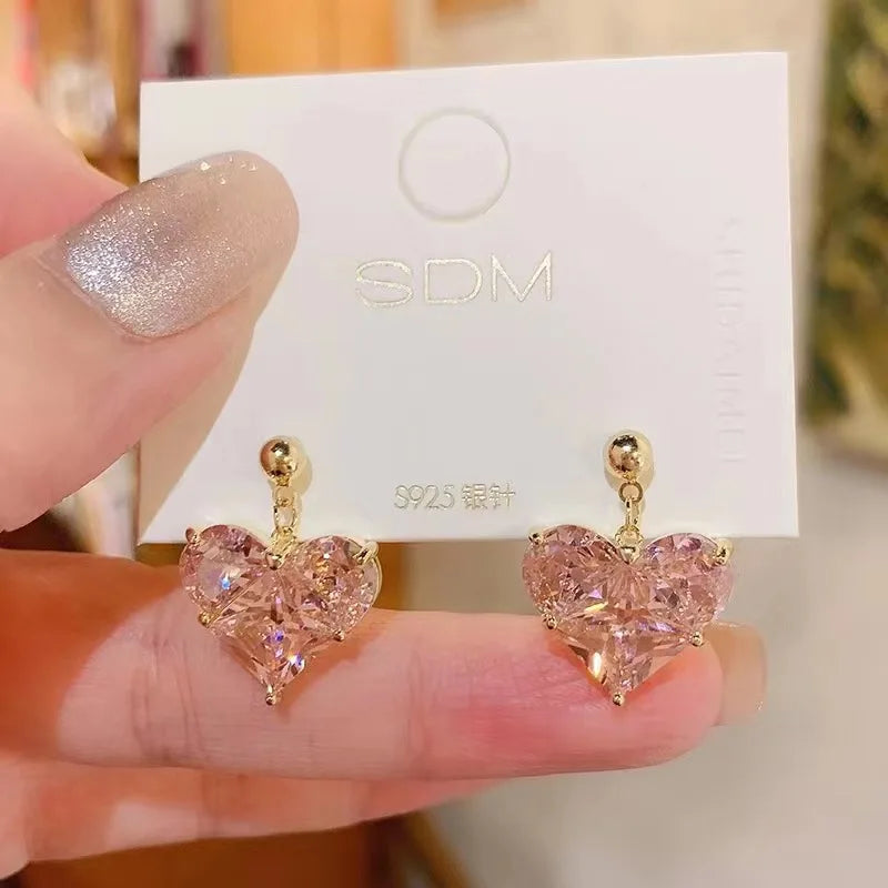 Pink Love Zircon Earrings