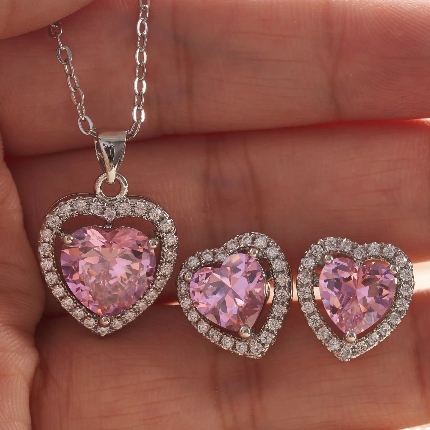 Cellacity Heart Shaped Ring Earrings Necklace Bracelet Engagement