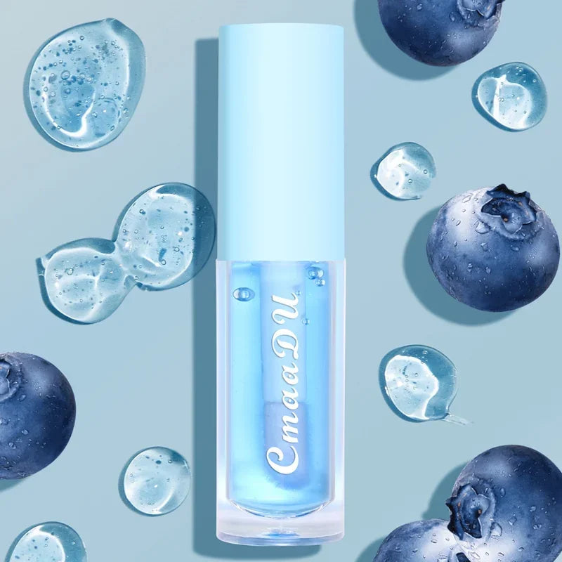 Color Changing Jelly Lip Oil Strawberry Cherry Fruity Lip Gloss Natural Lasting Moisturizing Reduce Lip Lines Plumping Lips Care