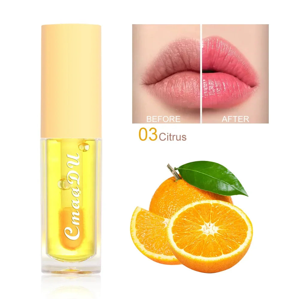 Color Changing Jelly Lip Oil Strawberry Cherry Fruity Lip Gloss Natural Lasting Moisturizing Reduce Lip Lines Plumping Lips Care