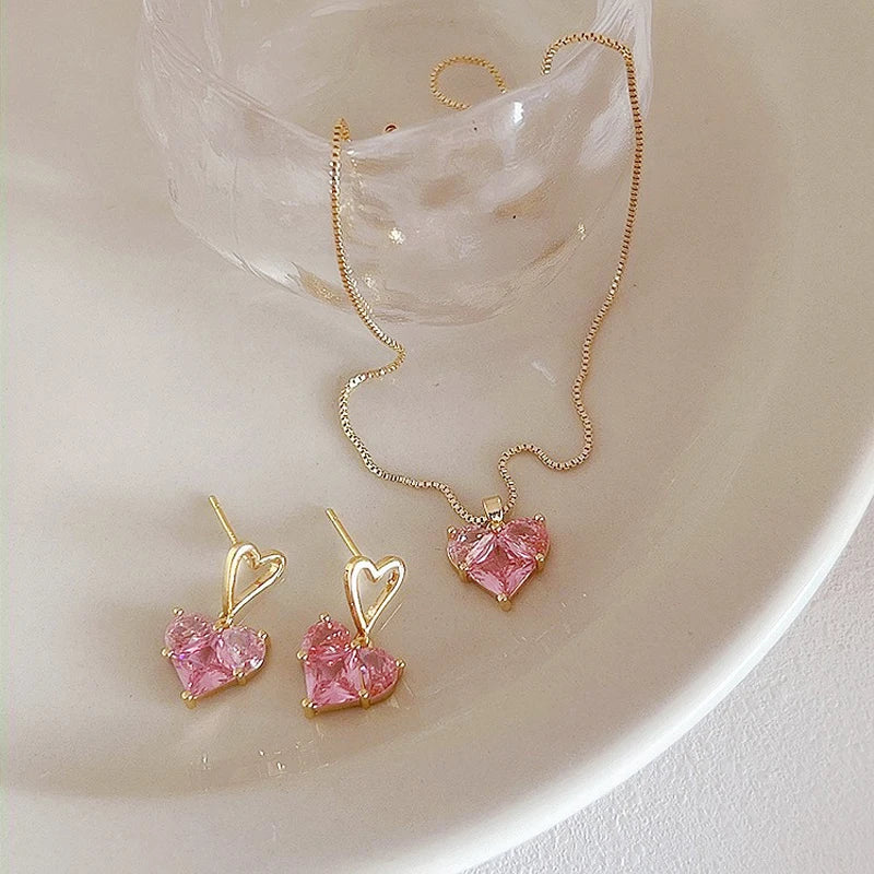 Pink Love Zircon Earrings