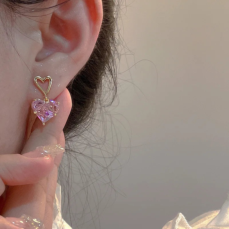 Pink Love Zircon Earrings