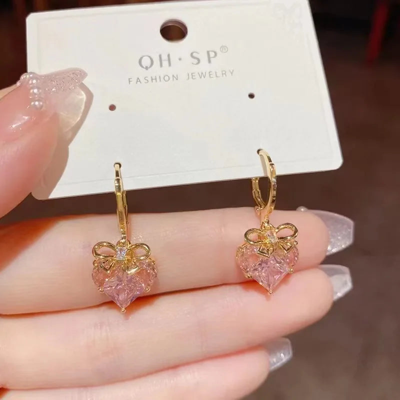 Pink Love Zircon Earrings