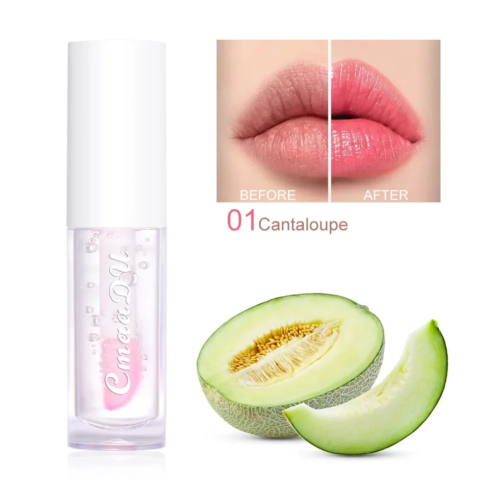 Color Changing Jelly Lip Oil Strawberry Cherry Fruity Lip Gloss Natural Lasting Moisturizing Reduce Lip Lines Plumping Lips Care