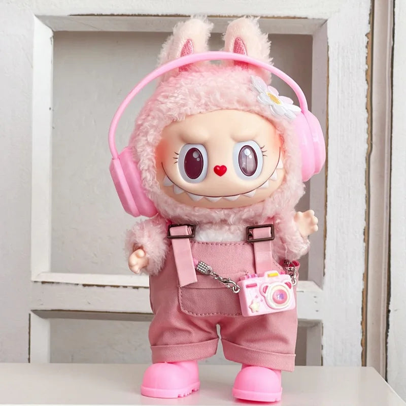 For Labubu Clothing Set Includes Headphones Waist Belt Pants and Accessories
