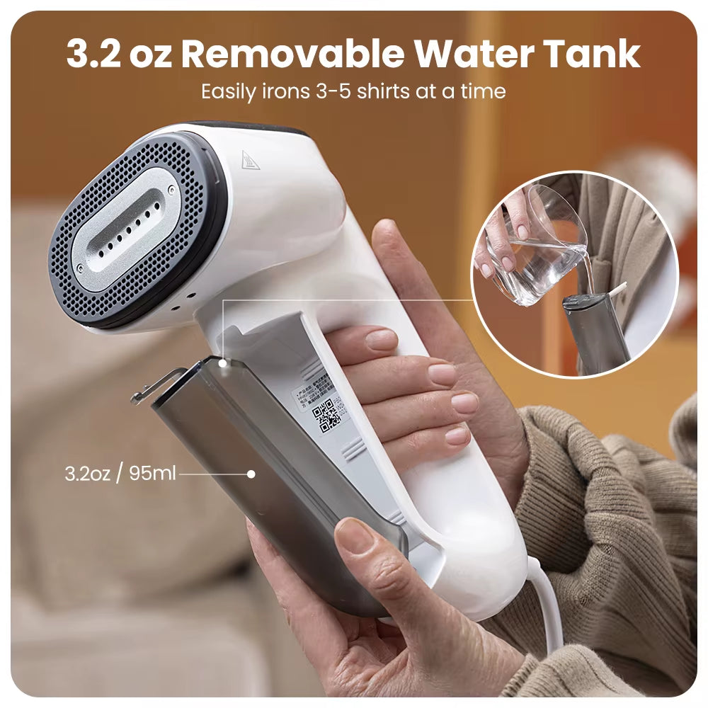 Portable Electric Clothes Steam Iron with Mite Removal & Self-Suction for Travel & Home