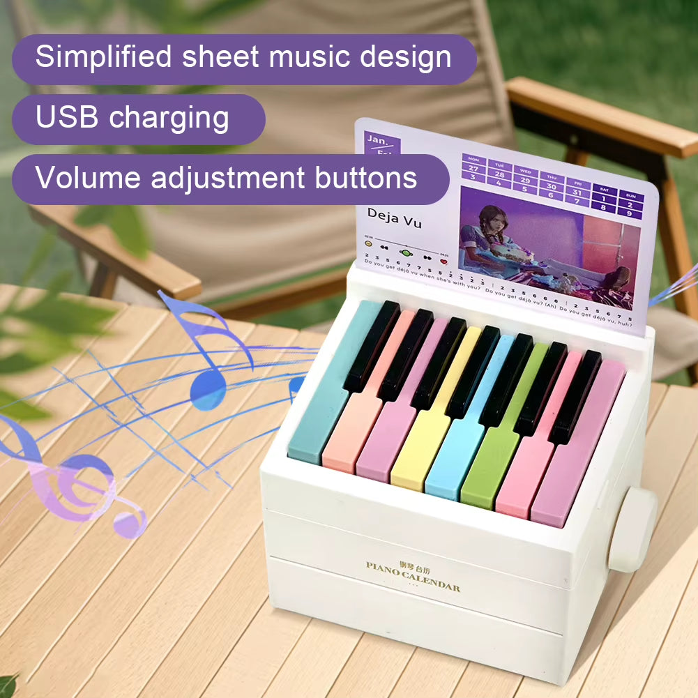 2025 Olivia Piano Calendar 15 Keys Mini Piano Calendar Desktop Peripheral Ornaments with 27 Music Calendar Cards 26 Songs Gifts