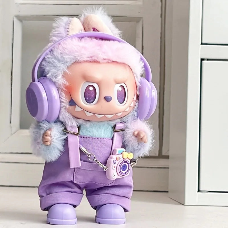 For Labubu Clothing Set Includes Headphones Waist Belt Pants and Accessories