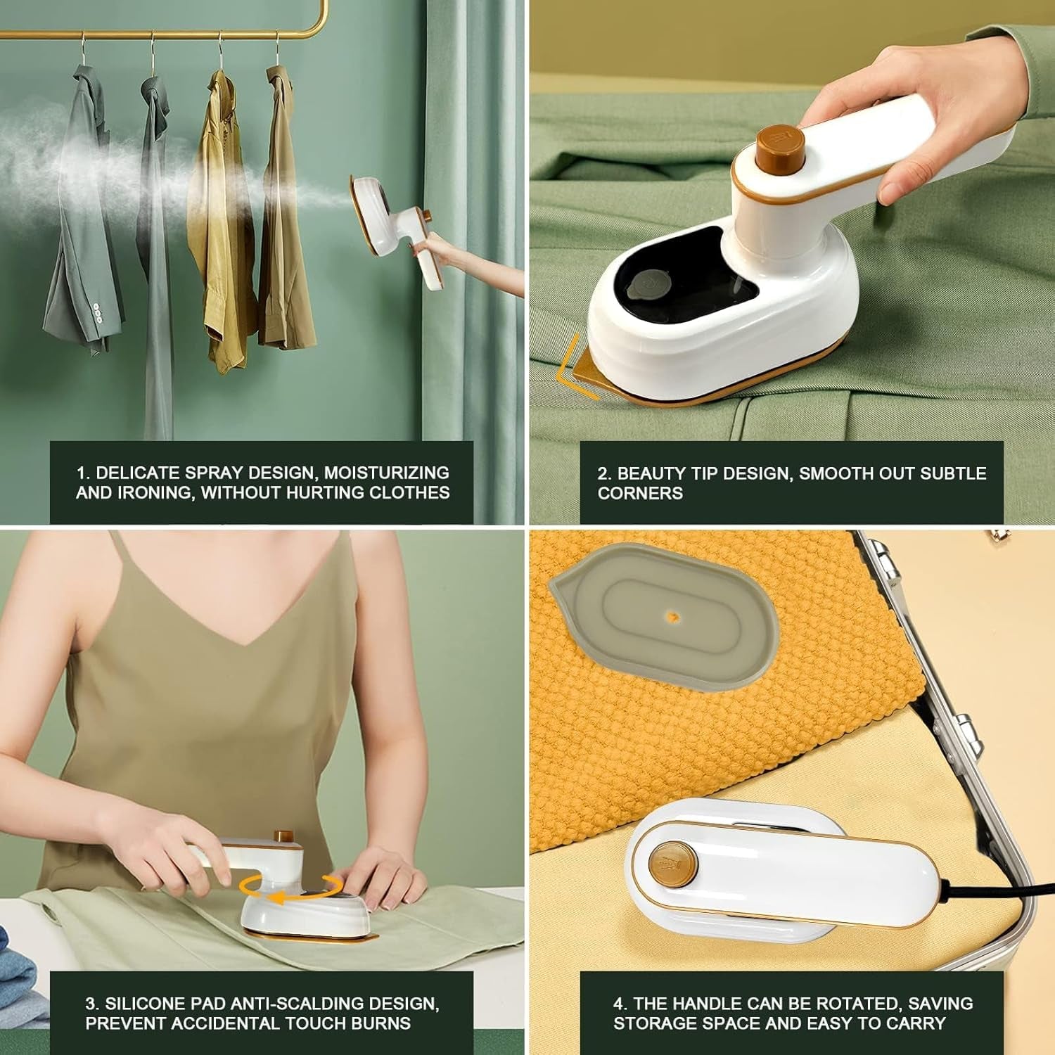 Mini Clothes Iron, Portable Mini Hand-Held Travel Ironing Machine, Hand-Held Dry and Wet Ironing Machine, Micro Steam Iron,Suitable for Home and Travel(White)