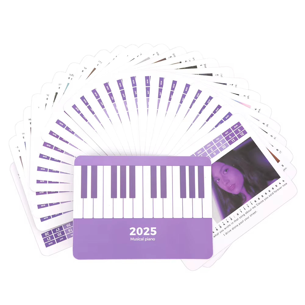 2025 Olivia Piano Calendar 15 Keys Mini Piano Calendar Desktop Peripheral Ornaments with 27 Music Calendar Cards 26 Songs Gifts