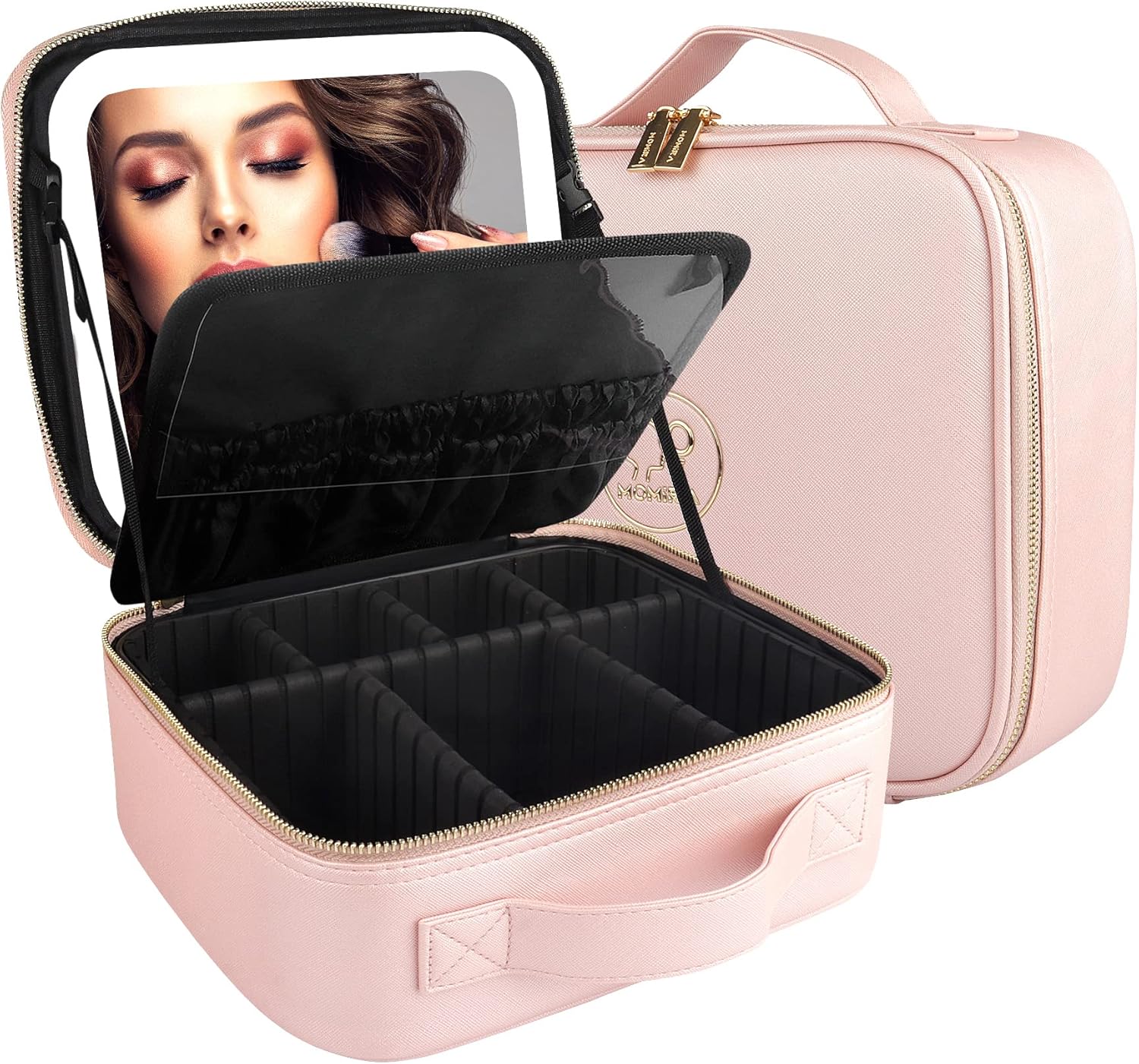 Travel Makeup Bag with Lighted Mirror