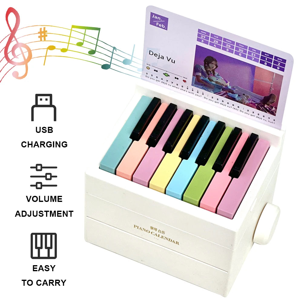 Singer Piano Calendar 2025 Playable Mini Piano Calendar Music Sheets Toy 15 Keys Piano Desk Calendar Gift for Fans