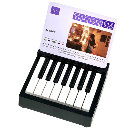 2025 Olivia Piano Calendar 15 Keys Mini Piano Calendar Desktop Peripheral Ornaments with 27 Music Calendar Cards 26 Songs Gifts