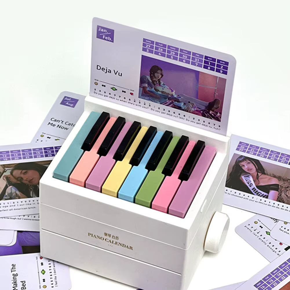 2025 Olivia Piano Calendar 15 Keys Mini Piano Calendar Desktop Peripheral Ornaments with 27 Music Calendar Cards 26 Songs Gifts