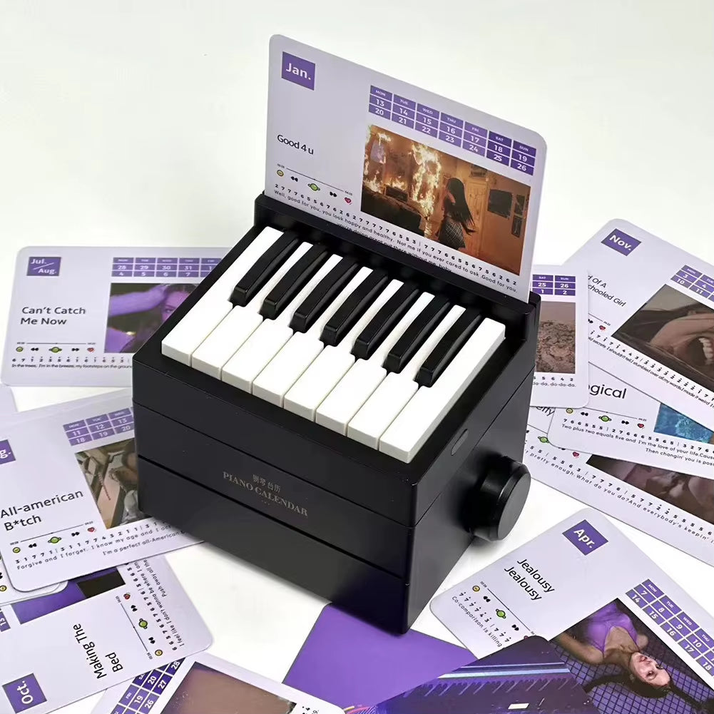 2025 Olivia Piano Calendar 15 Keys Mini Piano Calendar Desktop Peripheral Ornaments with 27 Music Calendar Cards 26 Songs Gifts