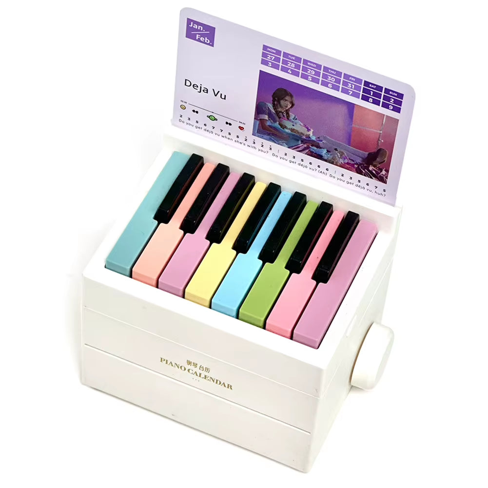 2025 Olivia Piano Calendar 15 Keys Mini Piano Calendar Desktop Peripheral Ornaments with 27 Music Calendar Cards 26 Songs Gifts