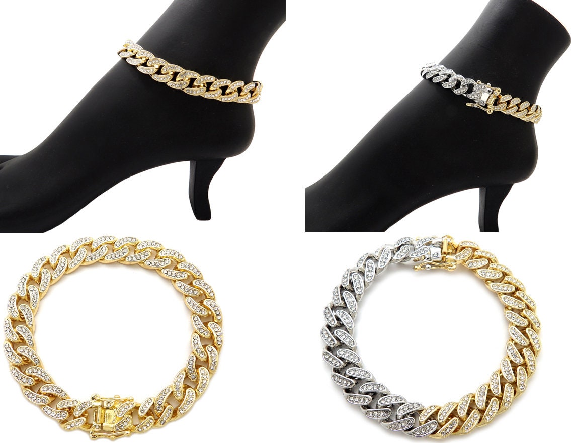  Two Tone Cuban Chain Anklet